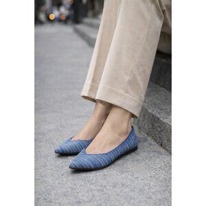 Rothy’s Pointed Toe Flats Blue Knit Sustainable Washable Comfort Shoes Size 7